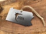 Pennsylvania Eclipse Totality 2024 Commemorative Metal Ornament Made from Raw Steel Anniversary Gift Rustic Cabin Christmas