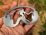 Ski Goggles Ornament made from Raw Steel