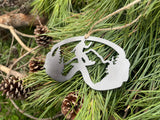 Snowboard Goggles Ornament made from Raw Steel