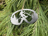 Snowboard Goggles Ornament made from Raw Steel