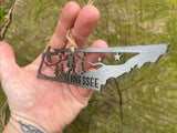 Tennessee State Yeti Bigfoot Sasquatch Ornament made from Raw Steel