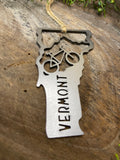 Vermont State Metal Ornament made from Raw Steel