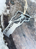 Vermont State Ski Metal Ornament made from Raw Steel