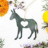 Donkey Metal Steel Ornament with Heart