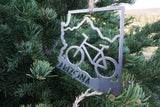 PICK YOUR State Mountain BIKE Metal Ornament made from Raw Steel