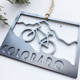 Colorado State Mountain Bike Metal Ornament