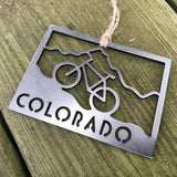 Colorado State Mountain Bike Metal Ornament