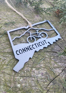 Connecticut State Mountain Bike Metal Ornament