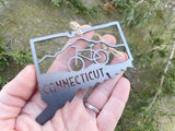 Connecticut State Mountain Bike Metal Ornament