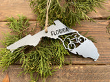 Florida State Biking Ornament made from Raw Steel