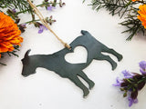 Goat Metal Ornament with Heart