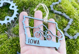 Iowa State Mountain Biking Metal Ornament