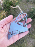 Maine State Mountain Bear Scene - Metal Ornament