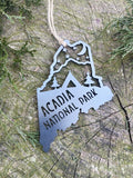 Maine State Acadia National Park Mountain Tent Camping Scene - Metal Steel Ornament