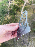 Maine State Acadia National Park Mountain Tent Camping Scene - Metal Steel Ornament