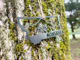 Montana State Mountain Bike Ornament made from Raw Steel