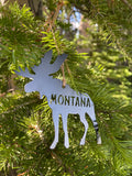 Montana Moose Rustic Raw Steel Ornament