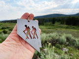 Nevada State Metal Ornament with Hikers