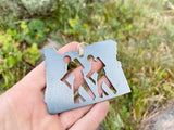 Oregon State Metal Ornament with Hikers