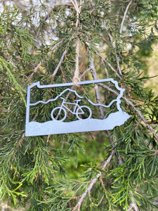 Pennsylvania State Mountain Bike Ornament made from Raw Steel