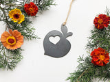 Peach Raw Steel Ornament with heart