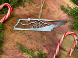 Tennessee State Mountain Bike Ornament made from Raw Steel