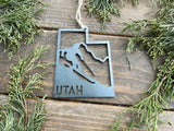 Utah State Ski Mountain Metal Ornament