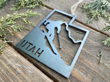 Utah State Ski Mountain Metal Ornament