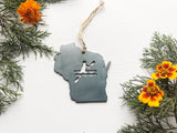Wisconsin State Kayak Ornament made from Raw Steel