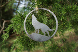 Wolf Howling at the Moon Metal Ornament