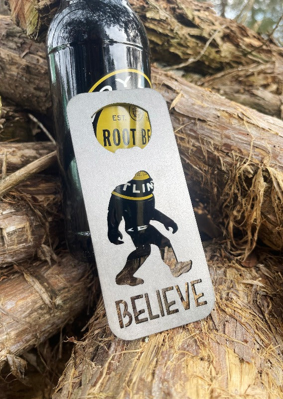 Bigfoot Yeti Sasquatch Rustic Raw Steel Rectangle Bottle Opener – BE  Creations and Designs