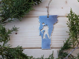 Vermont State Metal Ornament with Hikers