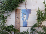 Vermont State Metal Ornament with Hikers
