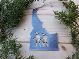Idaho State Ornament with Hikers