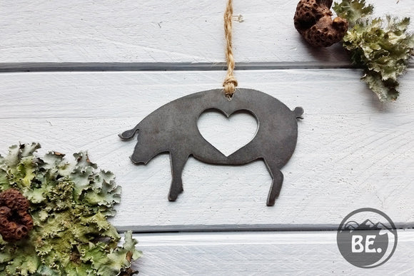 Pig Raw Steel Ornament