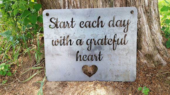 Start each day with a grateful heart Rustic Wall Decor