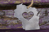 Wisconsin State Metal Ornament made from Raw Steel