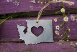 Washington State Ornament made from Raw Steel