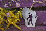 Wisconsin State Metal Ornament with Hiker