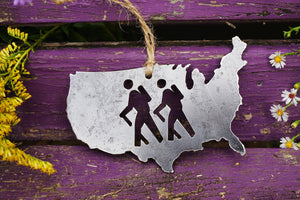 United States of America Ornament with Hikers