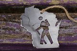 Wisconsin State Metal Ornament with Hiker