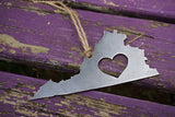 Virginia State Metal Ornament with Heart