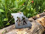 Missouri State Metal Ornament with Hikers
