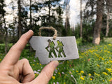 Montana State Metal Ornament with Hikers