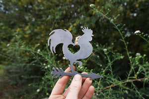 Rooster Metal Ornament with Heart