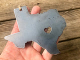Texas State Metal Ornament with tiny heart over Austin