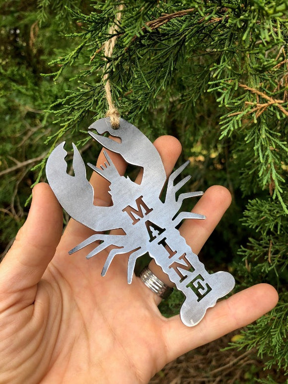 Maine State Lobster Metal Ornament
