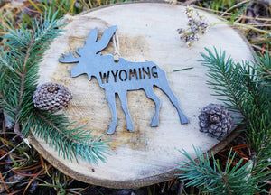 Wyoming Moose Metal Ornament